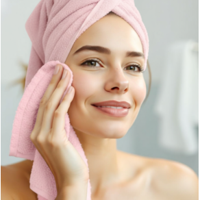 VWAY Toalha de Limpeza Facial Algodão de Bambu Rosa